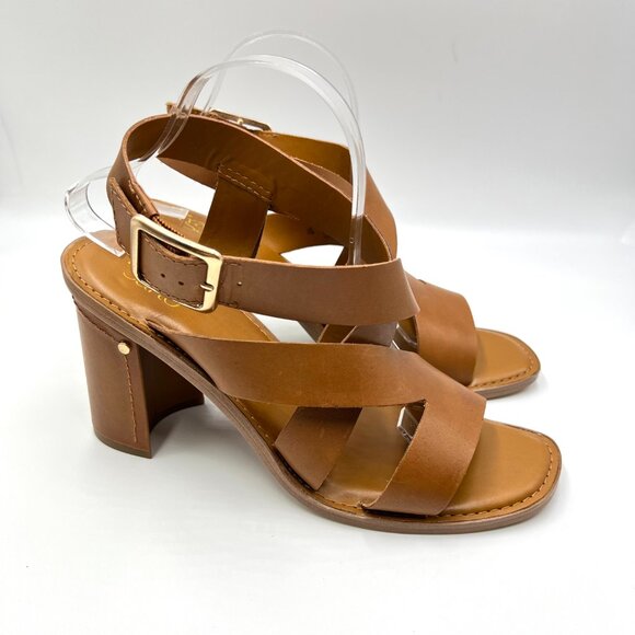 Franco Sarto Womens Size 11 Brown Leather Block Heels Sandals Shoes - Picture 1 of 14
